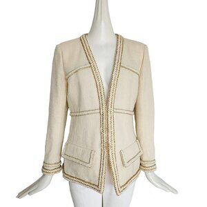 CHANEL ECRU 2017 17A PARIS COSMOPOLITE COLLECTION TWEED JACKET (40)